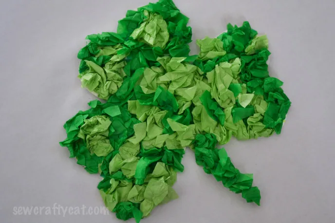 Finished tissue paper shamrock