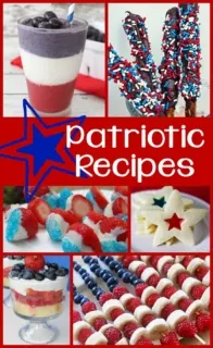 A roundup of 20 patriotic recipes, from breakfast dishes and smoothies to appetizers and desserts - these delicious recipes will be great for 4th of July! #roundup #recipe #patriotic