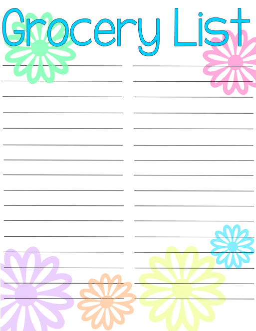 cute blank shopping list