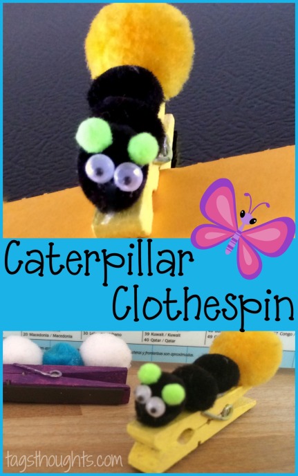 Caterpillar Clothespin Magnet Craft for Kids