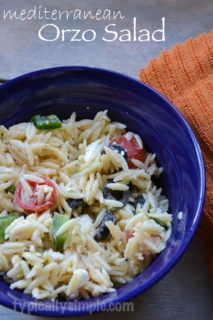 This simple orzo salad is a perfect side dish to compliment any meal!