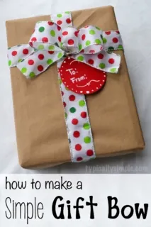 This easy to make gift bow is perfect for adding to Christmas gifts.