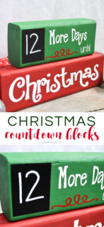 A great project to make with your Silhouette or Cricut! Using wood blocks and vinyl, create this Christmas Countdown complete with a chalkboard for the numbers!