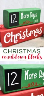 A great project to make with your Silhouette or Cricut! Using wood blocks and vinyl, create this Christmas Countdown complete with a chalkboard for the numbers!