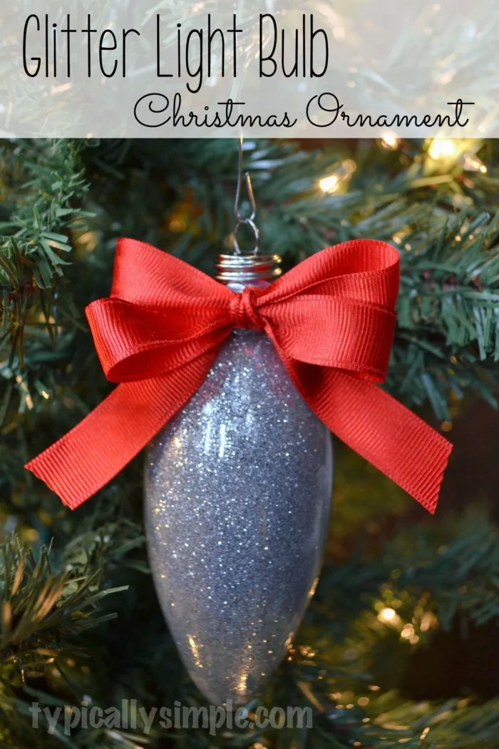 7 Glitter Lightbulb Ornament Red