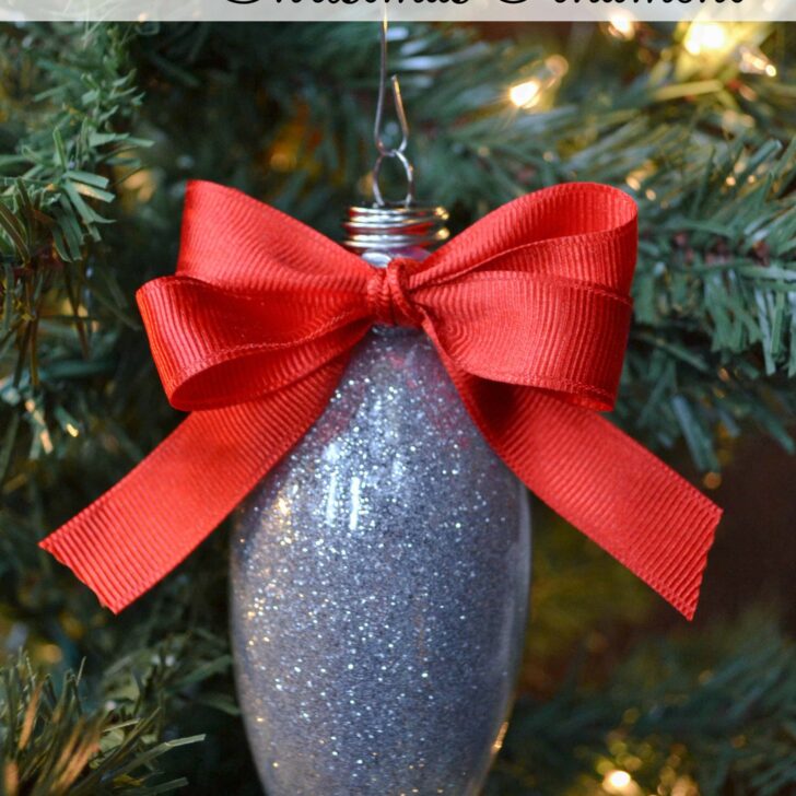 A simple Christmas ornament to make using glitter and glass ornaments to add some sparkle to your tree!