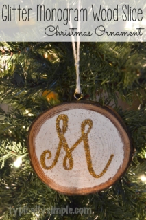 A simple glitter monogram ornament that would be great to personalize as a stocking stuffer or gift tag!