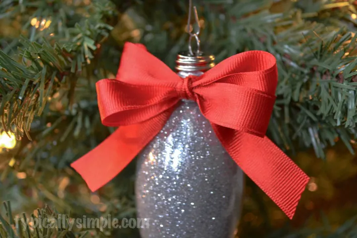 7 Glitter Lightbulb Ornament Red