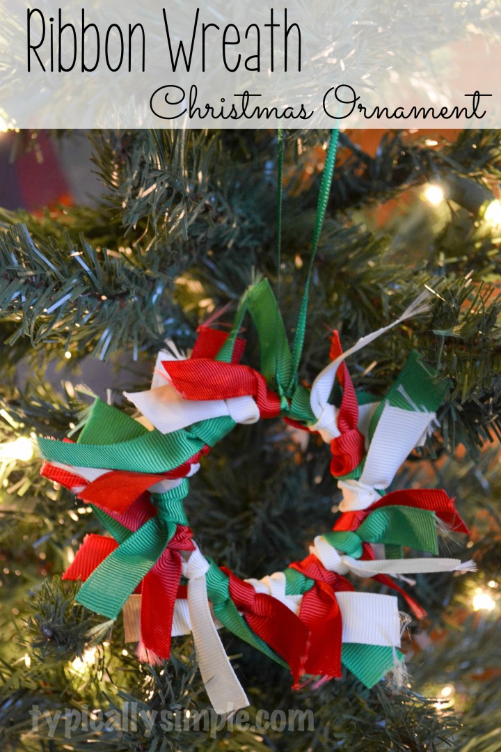 A fun Christmas ornament for kids using ribbon - perfect for them to make for grandparents and relatives.