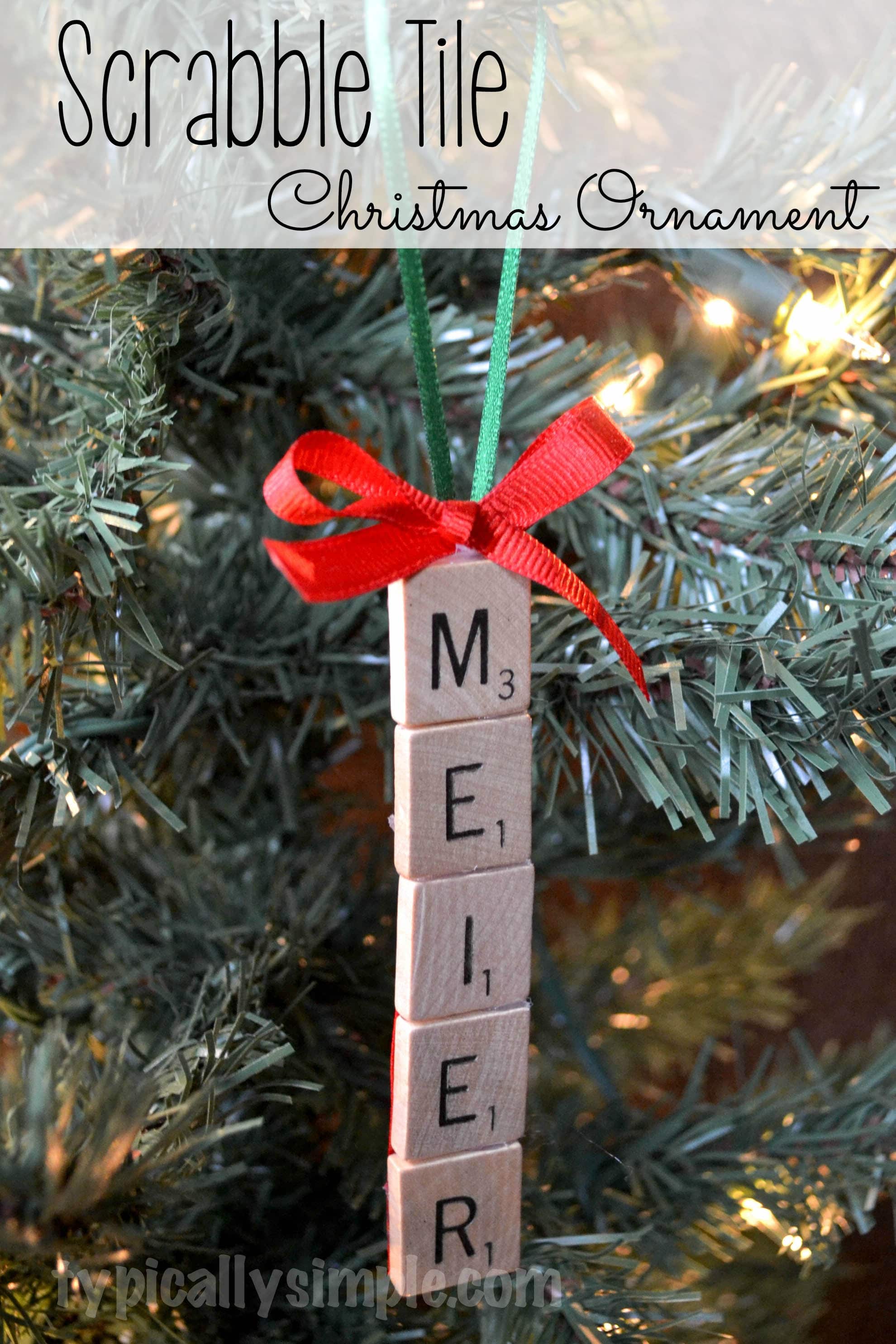 For the Scrabble lovers in your life, craft this simple Christmas ornament using Scrabble tiles!