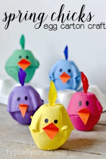 Using something old, making something new! These super cute egg carton chicks are the perfect kids' craft for spring.