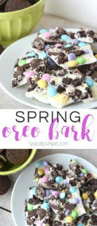 With pastel colored M&M's, this white chocolate Oreo bark recipe is a simple and delcious treat for Easter!