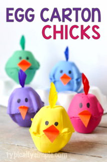 colorful chicks made from egg cartons