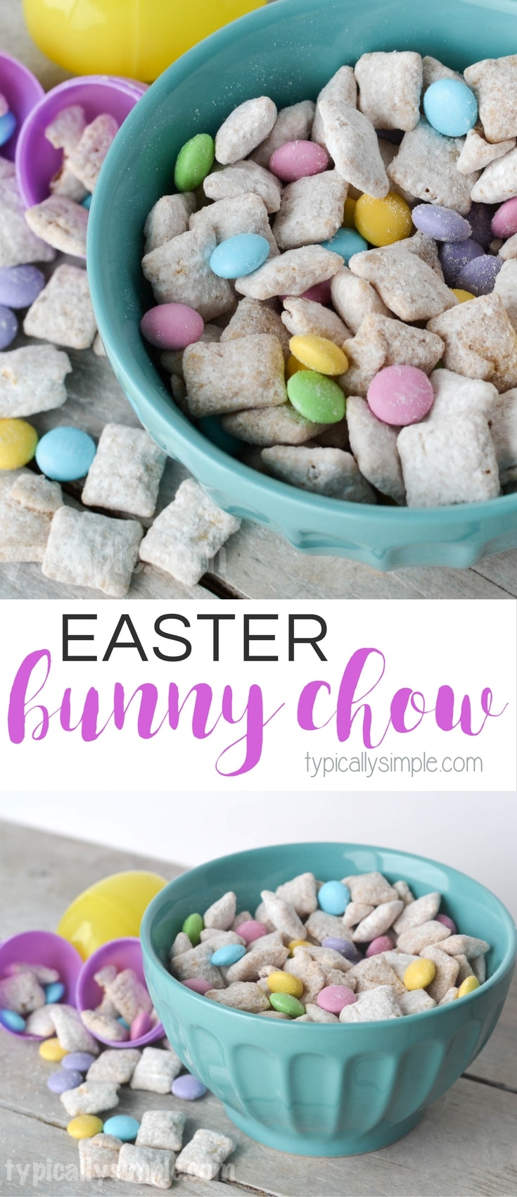 This Easter Bunny Chow recipe is a fun spin on Puppy Chow and makes the perfect treat for Easter or spring!