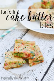 These yummy funfetti cake batter bites are super easy to make and taste just like the batter you "shouldn't" be licking from the bowl!