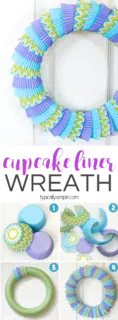 A simple craft using cupcake liners to make a bright, fun colored wreath! Use different colors and patterns for seasons, holidays, or celebrations!