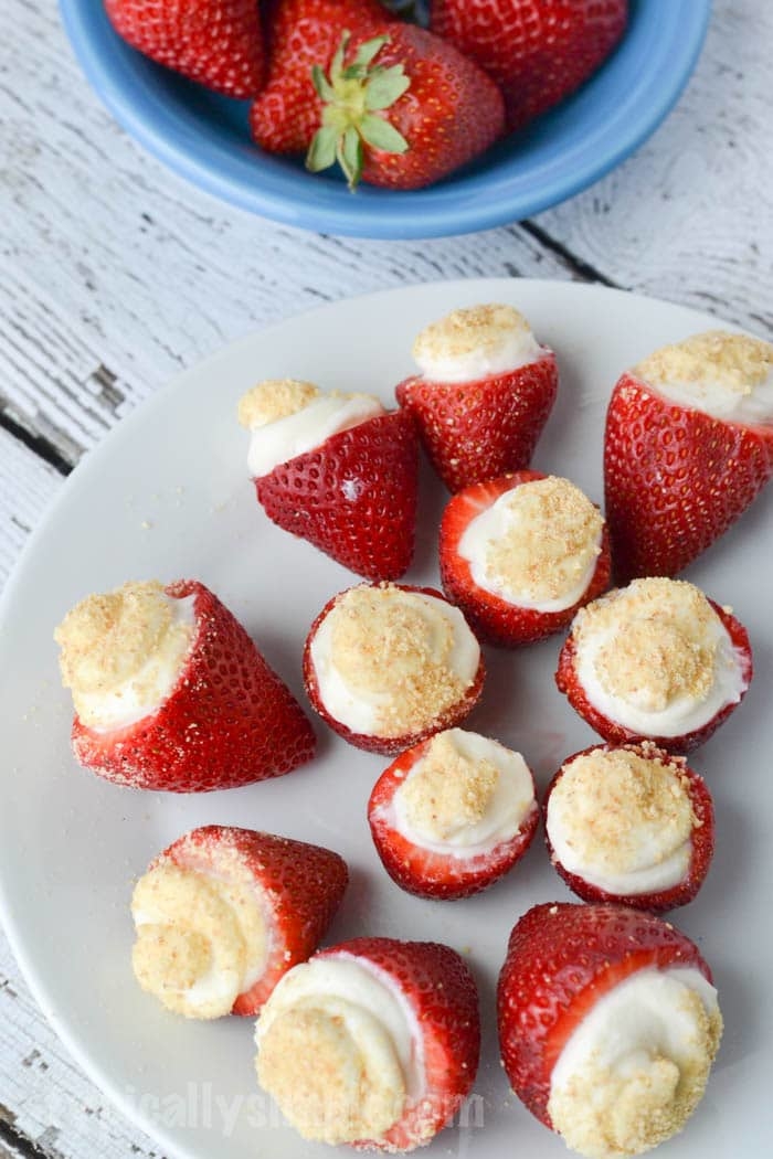These no bake strawberry cheesecake bites are so simple, but so delicious and make a great dessert at parties or when you have the taste for a sweet treat!