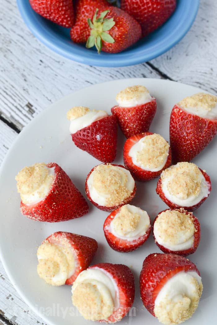 No Bake Strawberry Cheesecake Bites - Typically Simple