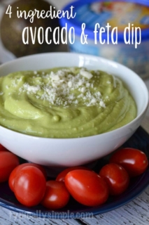 With only 4 ingredients, this avocado & feta dip is simple to make and can be served with veggies, pita chips, or grilled flat bread.