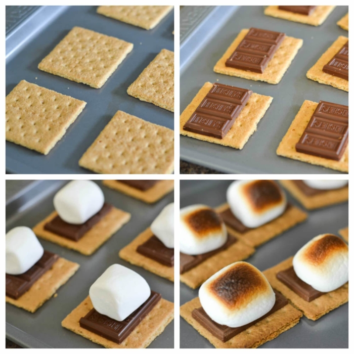 Steps to make peanut butter s'mores