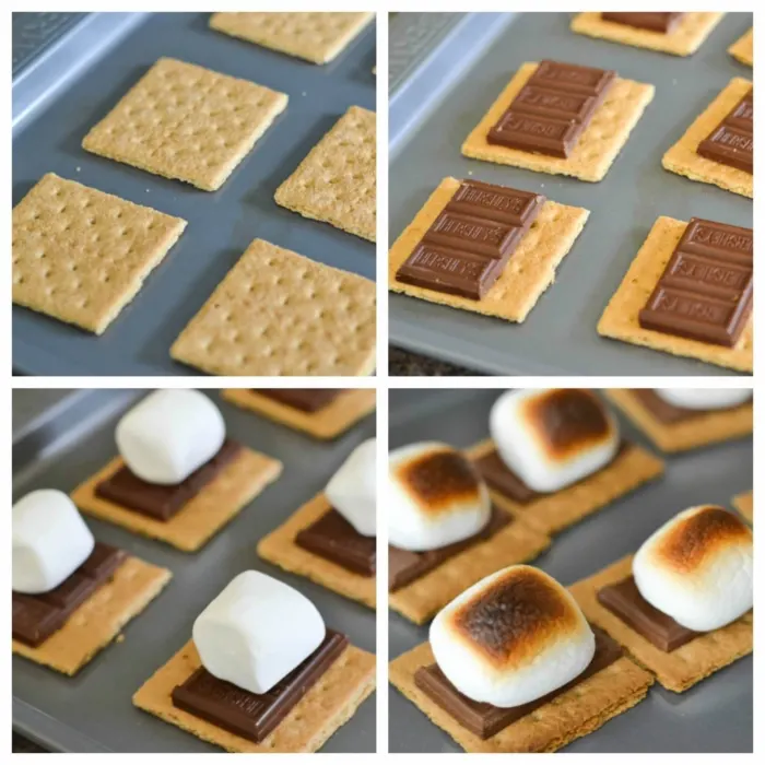 Steps to make peanut butter s'mores