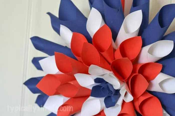 Patriotic Paper Dahlia Wreath