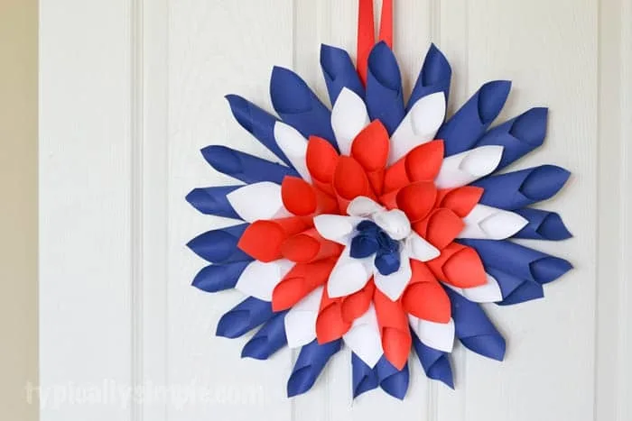 Patriotic Paper Dahlia Wreath