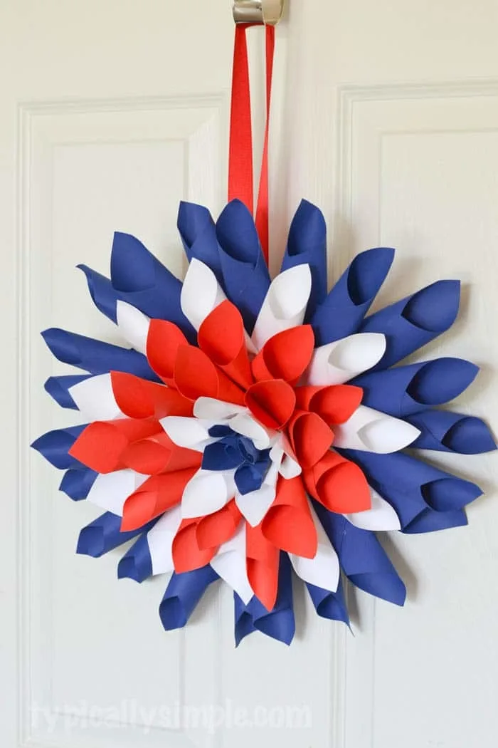 Patriotic Paper Dahlia Wreath