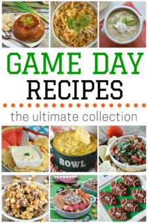 From finger foods and chili to dips, salsa, and desserts, this is an ultimate collection of game day recipes! So many delicious foods perfect for your Super Bowl Sunday party!
