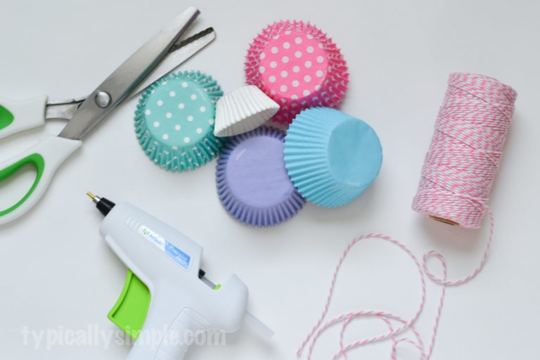 Cupcake Liners Garland for Valentine's Day - Typically Simple