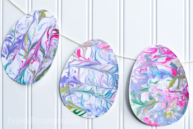 Shaving Cream Marbled Paper Easter Eggs - Typically Simple