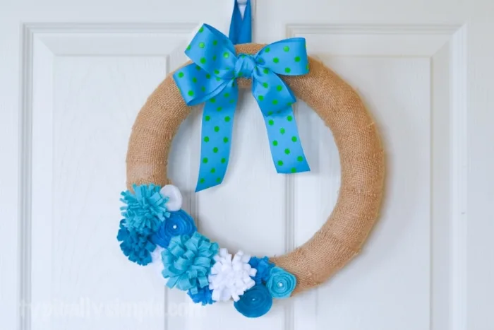 Felt Flower Burlap Wreath-10