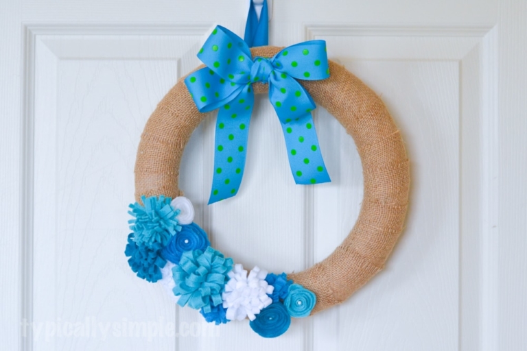 Felt Flower Burlap Wreath
