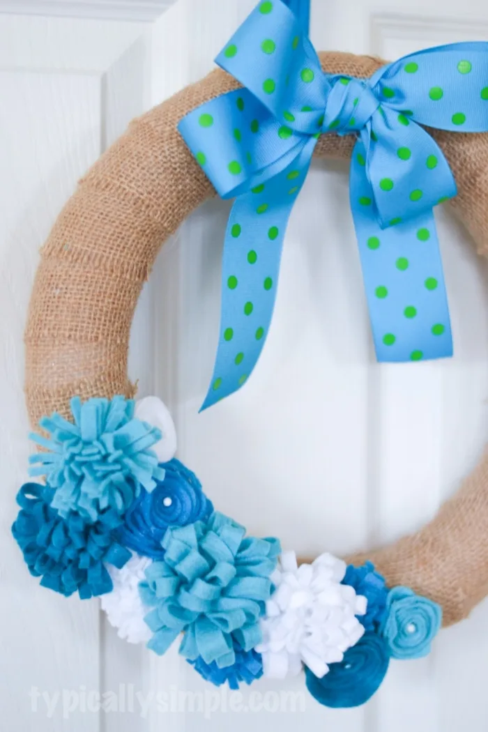 Felt Flower Burlap Wreath-11