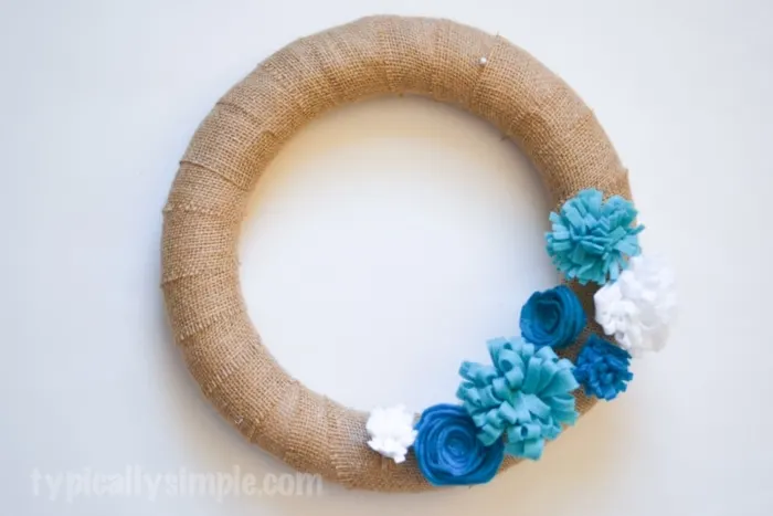 Felt Flower Burlap Wreath-5