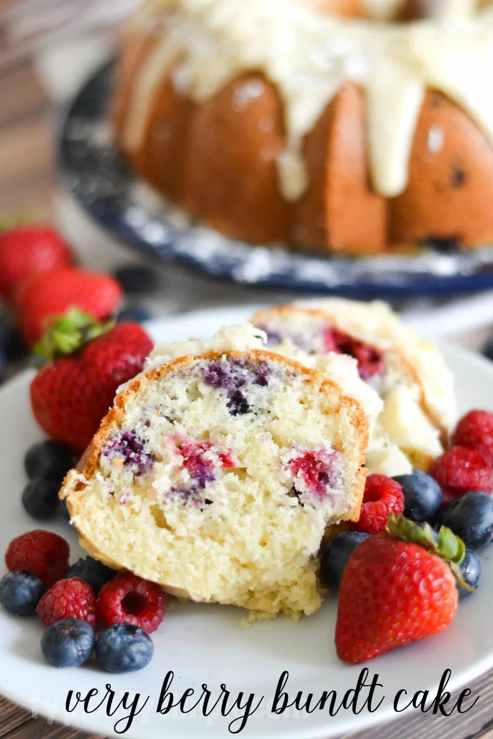 A decadent berry bundt cake recipe that is quite simple to make using fresh blueberries and raspberries. A delicious treat to serve with after dinner coffee!