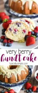 A decadent berry bundt cake recipe that is quite simple to make using fresh blueberries and raspberries. A delicious treat to serve with after dinner coffee!
