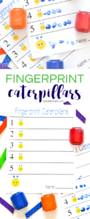 These fingerprint caterpillars are a fun way to work on number awareness! A simple craft project that only needs the free printable and some paint.