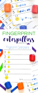 These fingerprint caterpillars are a fun way to work on number awareness! A simple craft project that only needs the free printable and some paint.