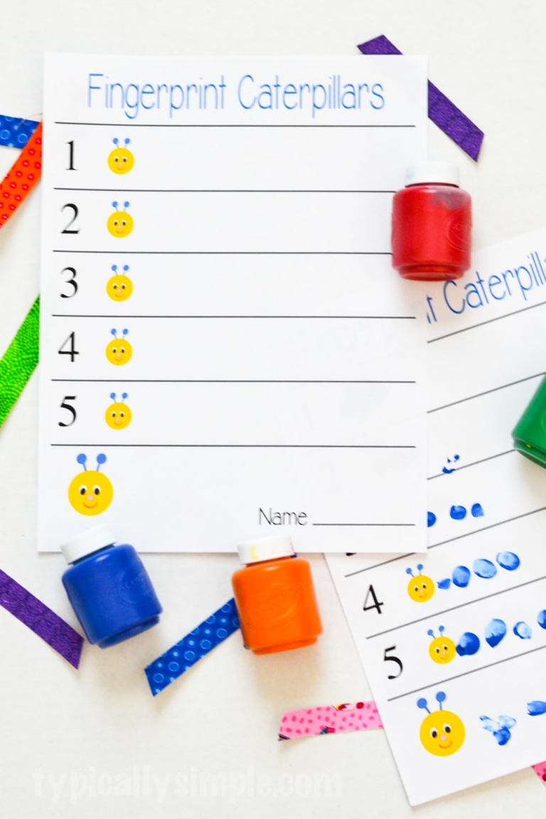 Fingerprint Caterpillars Printable3 Typically Simple