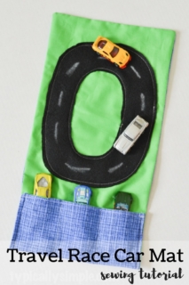 Create a to-go race car mat in about 30 minutes that will keep your toddler busy playing, this sewing tutorial is perfect for beginner sewers!