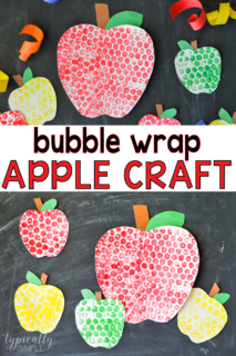 craft using bubble wrap and paint to make apples