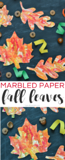 Grab a few supplies and make these unique marbled paper fall leaves with the kids! A fun craft project for fall!