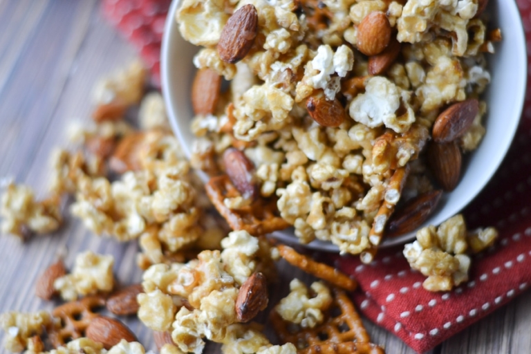 Sweet and Salty Caramel Corn Snack Mix