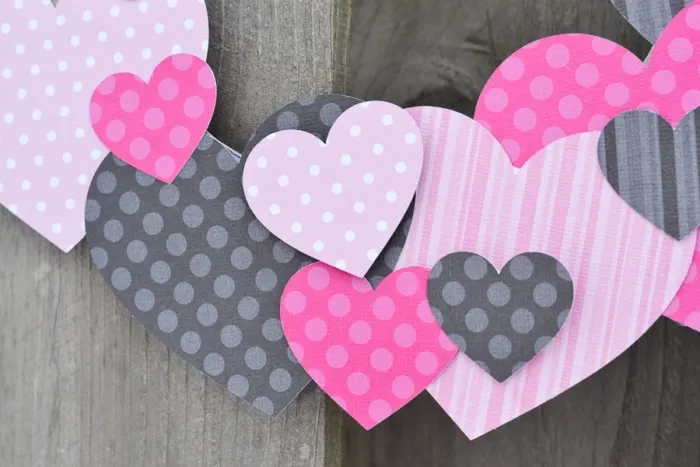 Scrapbook Paper Heart Wreath - Typically Simple