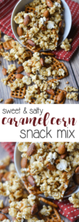 A sweet and salty treat that is perfect for snacking on while watching the game or a move, this caramel corn snack mix is super easy to make in your crock pot!