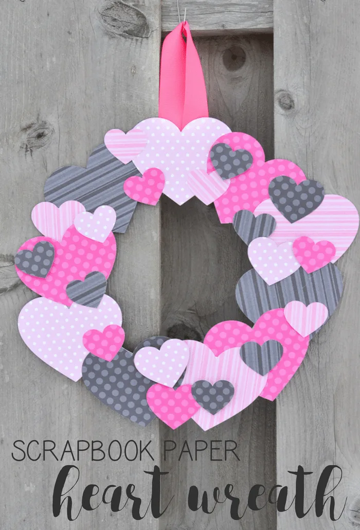Scrapbook Paper Heart Wreath - Typically Simple