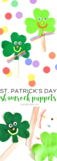 Using just a few basic craft supplies, make these cute craft stick shamrock puppets with the kids for St. Patrick's Day!