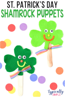shamrock puppets made of felt and popsicle stick