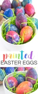 A fun alternative to using dye, grab some paint supplies to make these bright and colorful Easter eggs with the kids!